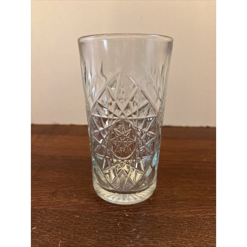 Vintage Libbey USA Hobstar Highball Glass Star of David 16 oz Heavy Replacement